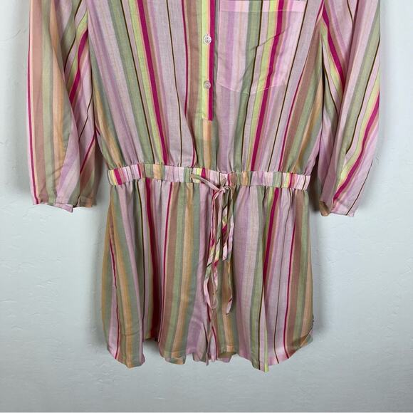 Tularosa Rainbow Stripe Tie Waist Romper - Picture 3 of 7